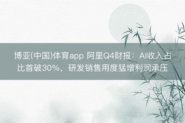 博亚(中国)体育app 阿里Q4财报:AI收入占比首破30%,研发销售用度猛增利润承压