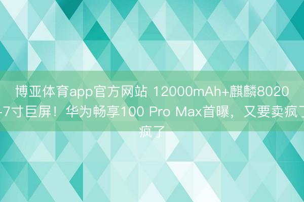 博亚体育app官方网站 12000mAh+麒麟8020+7寸巨屏！华为畅享100 Pro Max首曝，又要卖疯了