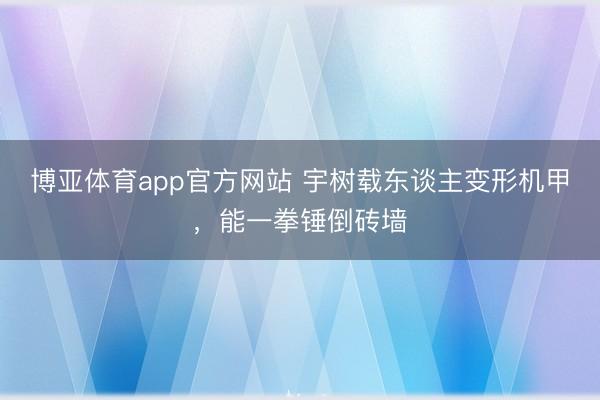 博亚体育app官方网站 宇树载东谈主变形机甲，能一拳锤倒砖墙