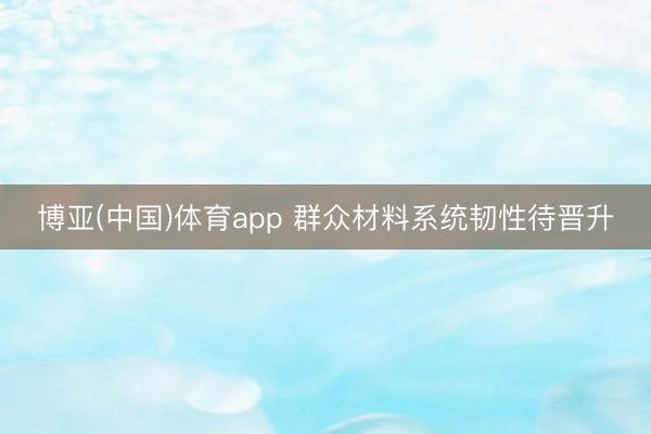 博亚(中国)体育app 群众材料系统韧性待晋升