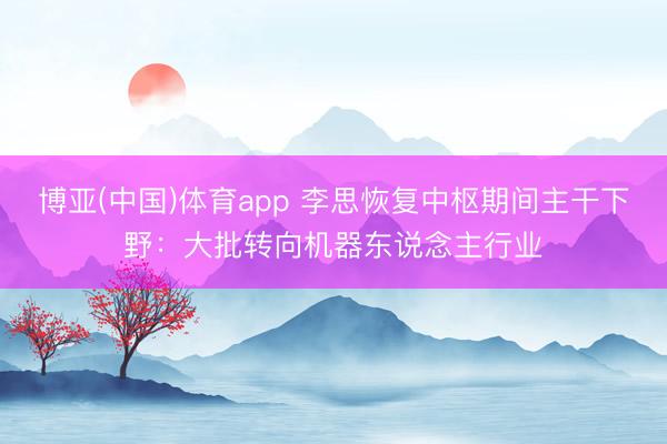 博亚(中国)体育app 李思恢复中枢期间主干下野：大批转向机器东说念主行业
