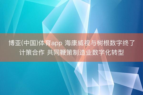 博亚(中国)体育app 海康威视与树根数字终了计策合作 共同鞭策制造业数字化转型