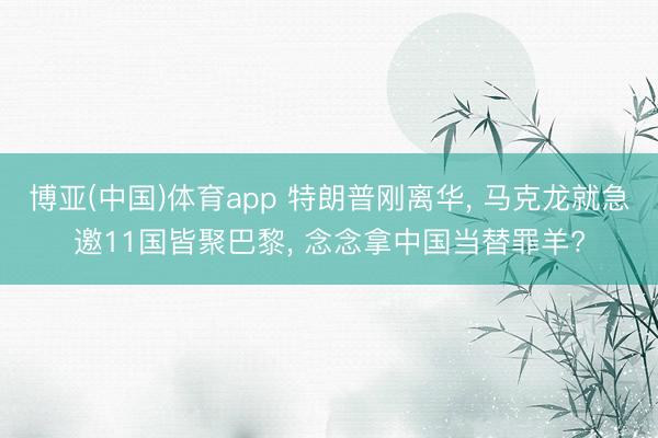 博亚(中国)体育app 特朗普刚离华， 马克龙就急邀11国皆聚巴黎， 念念拿中国当替罪羊?
