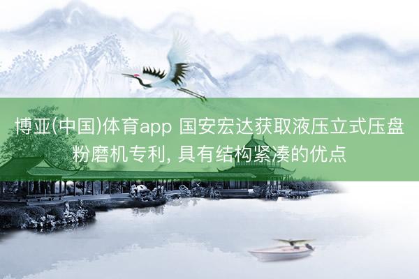 博亚(中国)体育app 国安宏达获取液压立式压盘粉磨机专利， 具有结构紧凑的优点
