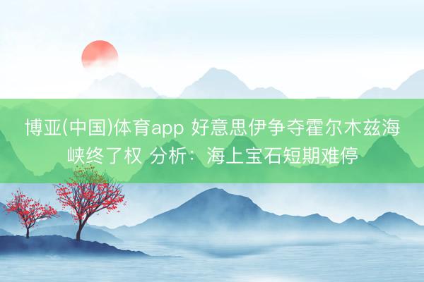 博亚(中国)体育app 好意思伊争夺霍尔木兹海峡终了权 分析：海上宝石短期难停