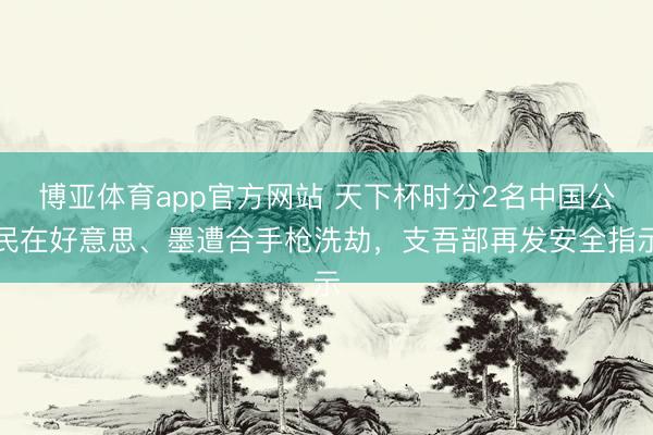 博亚体育app官方网站 天下杯时分2名中国公民在好意思、墨遭合手枪洗劫，支吾部再发安全指示